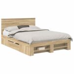 vidaXL Rám postele Sonoma dub 160 x 200 cm Kompozitné drevo – Obrázok 2