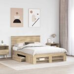 vidaXL Rám postele Sonoma dub 160 x 200 cm Kompozitné drevo – Obrázok 3