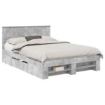 vidaXL Rám postele Betónová šedá 160 x 200 cm Kompozitné drevo – Obrázok 2
