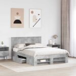 vidaXL Rám postele Betónová šedá 160 x 200 cm Kompozitné drevo – Obrázok 3