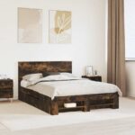 vidaXL Rám postele Dymová dub 140 x 200 cm Kompozitné drevo