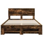 vidaXL Rám postele Dymová dub 140 x 200 cm Kompozitné drevo – Obrázok 8