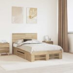 vidaXL Rám postele Sonoma dub 137 x 203 cm Kompozitné drevo