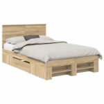 vidaXL Rám postele Sonoma dub 137 x 203 cm Kompozitné drevo – Obrázok 2