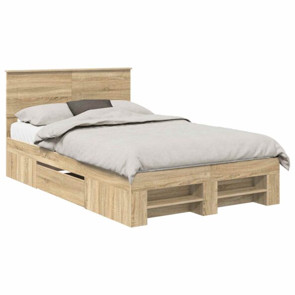 vidaXL Rám postele Sonoma dub 137 x 203 cm Kompozitné drevo – Obrázok 2