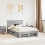 vidaXL Rám postele Betónová šedá 137 x 203 cm Kompozitné drevo