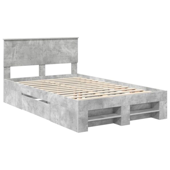 vidaXL Rám postele Betónová šedá 137 x 203 cm Kompozitné drevo – Obrázok 4