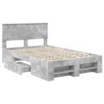 vidaXL Rám postele Betónová šedá 137 x 203 cm Kompozitné drevo – Obrázok 5