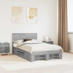 vidaXL Rám postele Sivý Sonoma 137 x 203 cm Kompozitné drevo