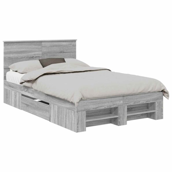 vidaXL Rám postele Sivý Sonoma 137 x 203 cm Kompozitné drevo – Obrázok 2