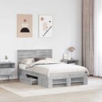vidaXL Rám postele Sivý Sonoma 137 x 203 cm Kompozitné drevo – Obrázok 3