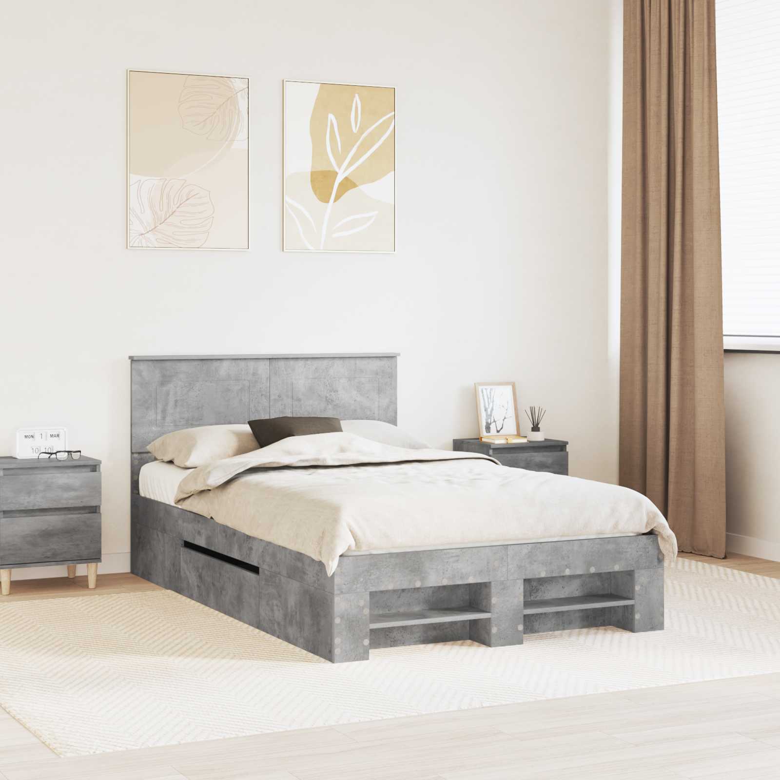 3408777_1.jpg vidaXL Rám postele Betónová šedá 120 x 200 cm Kompozitné drevo – Obrázok 1