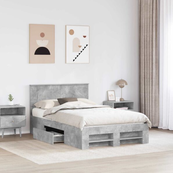 vidaXL Rám postele Betónová šedá 120 x 200 cm Kompozitné drevo – Obrázok 3