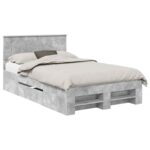 vidaXL Rám postele Betónová šedá 120 x 200 cm Kompozitné drevo – Obrázok 2