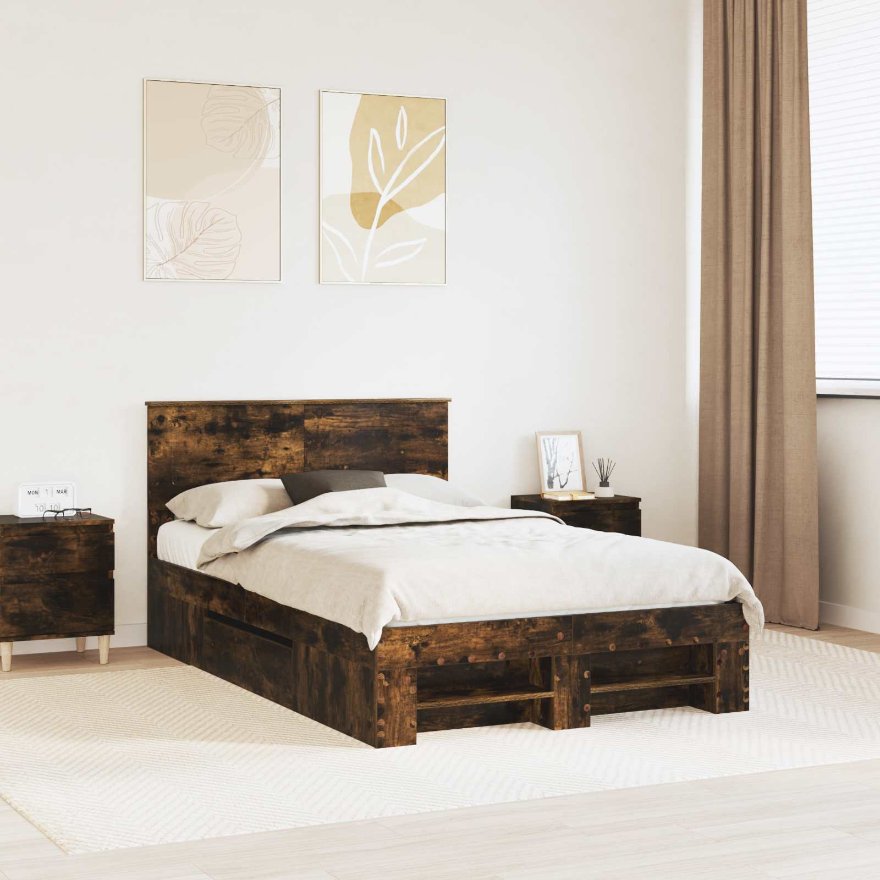 3408785_1.jpg vidaXL Rám postele Dymová dub 120 x 200 cm Kompozitné drevo – Obrázok 1