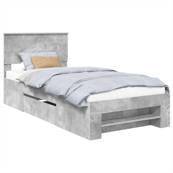 vidaXL Rám postele Betónová šedá 100 x 200 m Kompozitné drevo – Obrázok 2
