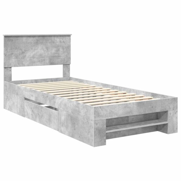 vidaXL Rám postele Betónová šedá 100 x 200 m Kompozitné drevo – Obrázok 4