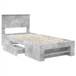 vidaXL Rám postele Betónová šedá 100 x 200 m Kompozitné drevo – Obrázok 5