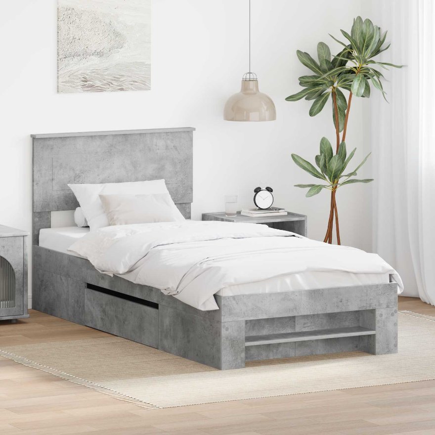 3408798_1.jpg vidaXL Rám postele Betónová šedá 90 x 200 cm Kompozitné drevo – Obrázok 1