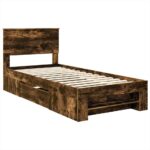 vidaXL Rám postele Dymová dub 90 x 200 cm Kompozitné drevo – Obrázok 4