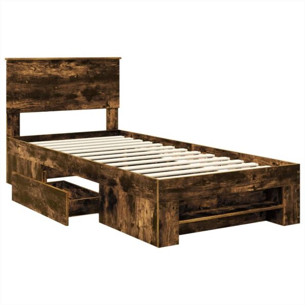 vidaXL Rám postele Dymová dub 90 x 200 cm Kompozitné drevo – Obrázok 5