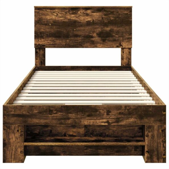 vidaXL Rám postele Dymová dub 90 x 200 cm Kompozitné drevo – Obrázok 8