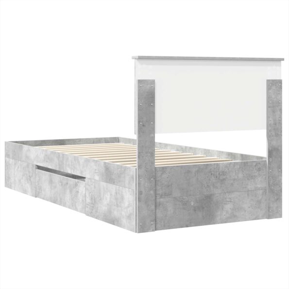 vidaXL Rám postele Betónová šedá 90 x 200 cm Kompozitné drevo – Obrázok 10