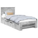 vidaXL Rám postele Betónová šedá 90 x 200 cm Kompozitné drevo – Obrázok 2