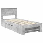vidaXL Rám postele Betónová šedá 90 x 200 cm Kompozitné drevo – Obrázok 4
