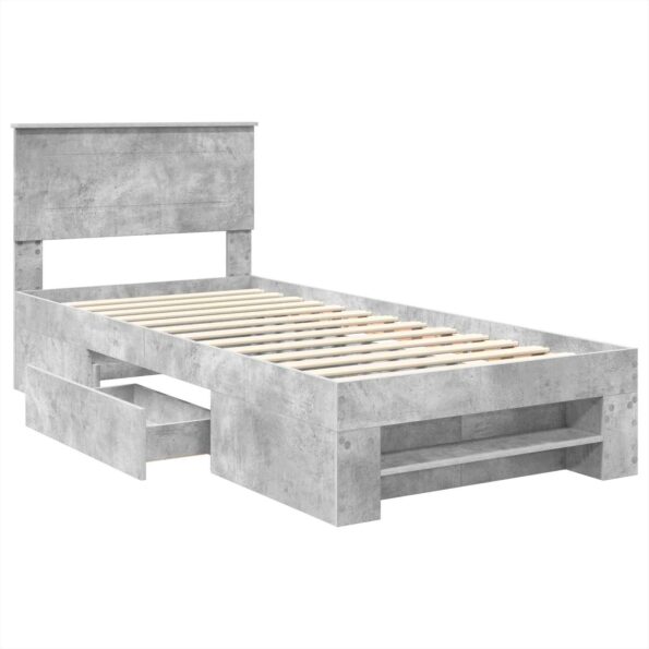 vidaXL Rám postele Betónová šedá 90 x 200 cm Kompozitné drevo – Obrázok 5