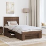 vidaXL Rám postele Hnedý dub 90 x 200 cm Kompozitné drevo – Obrázok 3