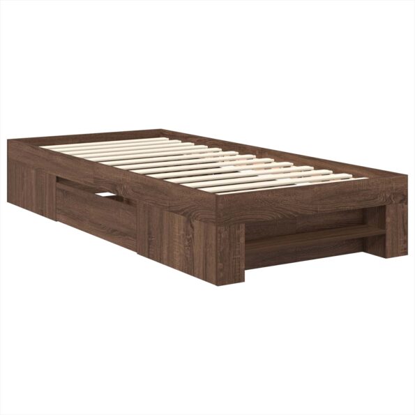 vidaXL Rám postele Hnedý dub 90 x 200 cm Kompozitné drevo – Obrázok 6