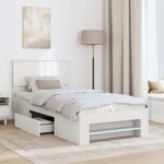 vidaXL Rám postele s čelnou doskou Biela 80 x 200 cm Kompozitné drevo – Obrázok 3