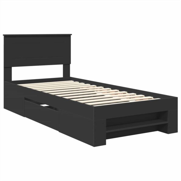 vidaXL Rám postele s čelnou doskou Čierna 80 x 200 cm Kompozitné drevo – Obrázok 4