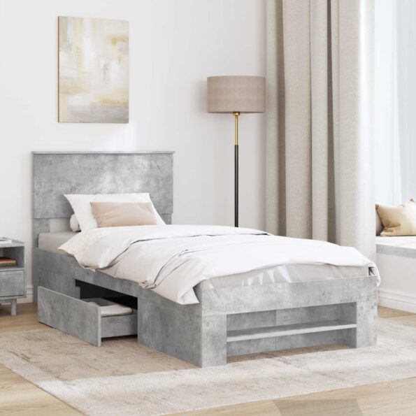 vidaXL Rám postele Betónová šedá 80 x 200 cm Kompozitné drevo – Obrázok 3