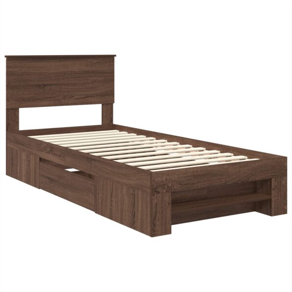 vidaXL Rám postele Hnedý dub 80 x 200 cm Kompozitné drevo – Obrázok 4