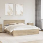 vidaXL Rám postele Sonoma dub 200 x 200 cm Kompozitné drevo