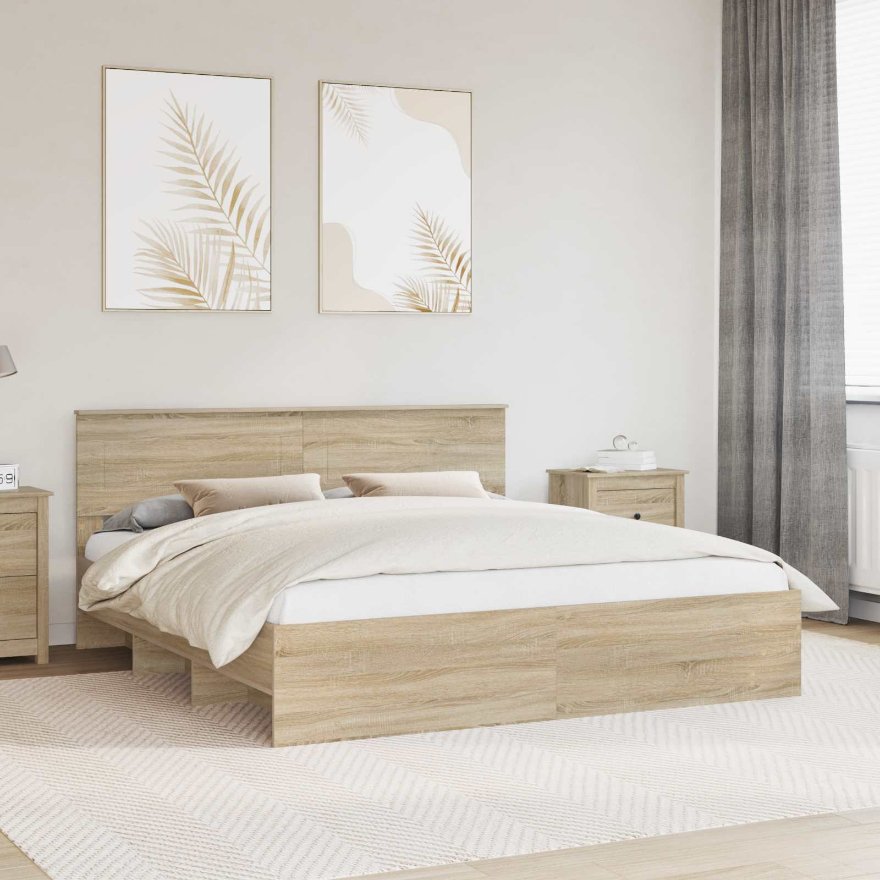 3408818_1.jpg vidaXL Rám postele Sonoma dub 200 x 200 cm Kompozitné drevo – Obrázok 1