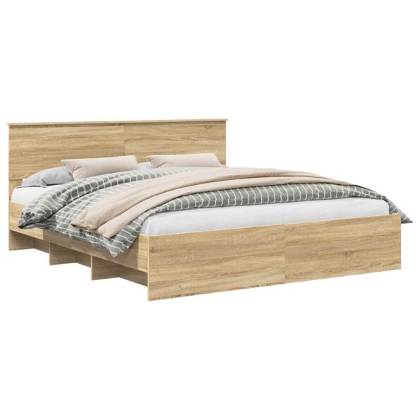 vidaXL Rám postele Sonoma dub 200 x 200 cm Kompozitné drevo – Obrázok 2
