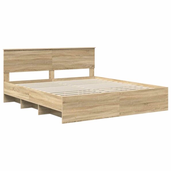 vidaXL Rám postele Sonoma dub 200 x 200 cm Kompozitné drevo – Obrázok 4