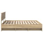 vidaXL Rám postele Sonoma dub 200 x 200 cm Kompozitné drevo – Obrázok 8