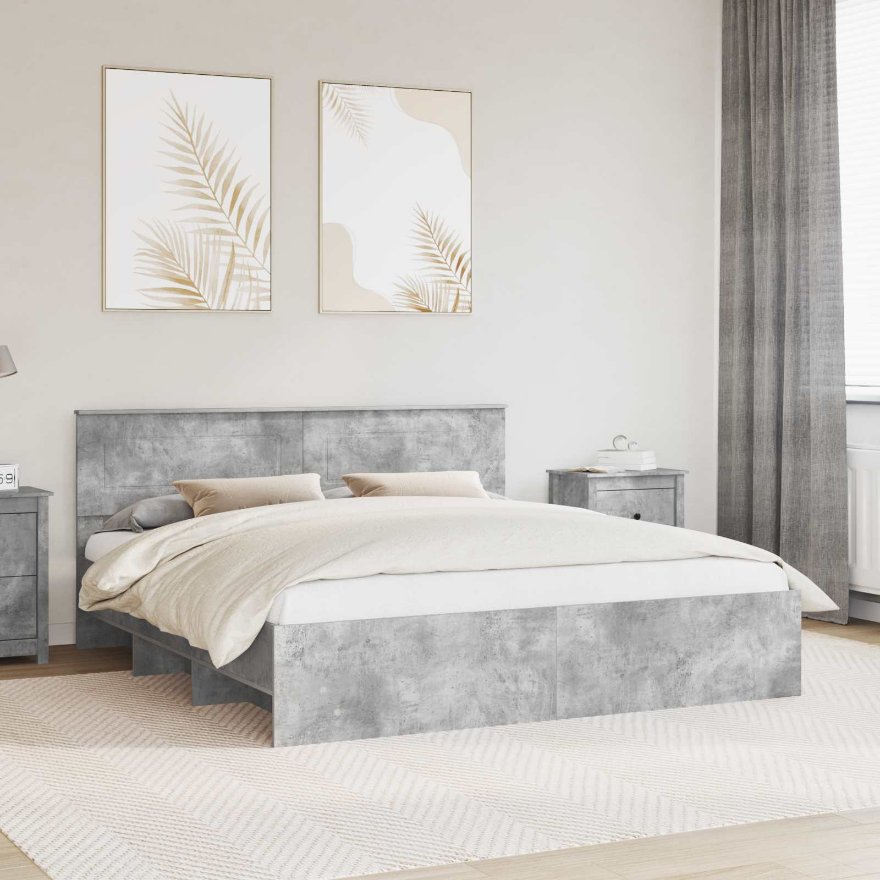 3408819_1.jpg vidaXL Rám postele Betónová šedá 200 x 200 cm Kompozitné drevo – Obrázok 1