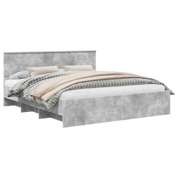 vidaXL Rám postele Betónová šedá 200 x 200 cm Kompozitné drevo – Obrázok 2