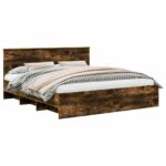 vidaXL Rám postele Dymová dub 200 x 200 cm Kompozitné drevo – Obrázok 2