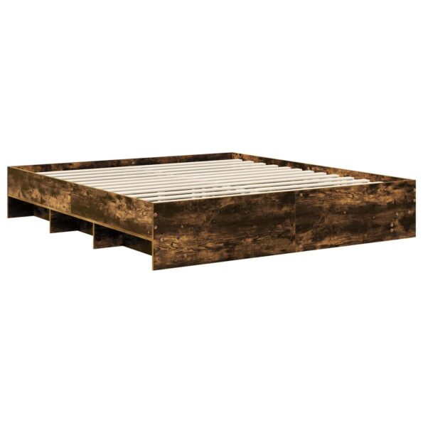 vidaXL Rám postele Dymová dub 200 x 200 cm Kompozitné drevo – Obrázok 5