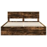 vidaXL Rám postele Dymová dub 200 x 200 cm Kompozitné drevo – Obrázok 7
