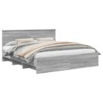 vidaXL Rám postele Sivý Sonoma 200 x 200 cm Kompozitné drevo – Obrázok 2