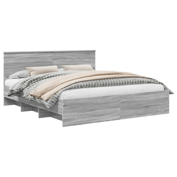 vidaXL Rám postele Sivý Sonoma 200 x 200 cm Kompozitné drevo – Obrázok 2