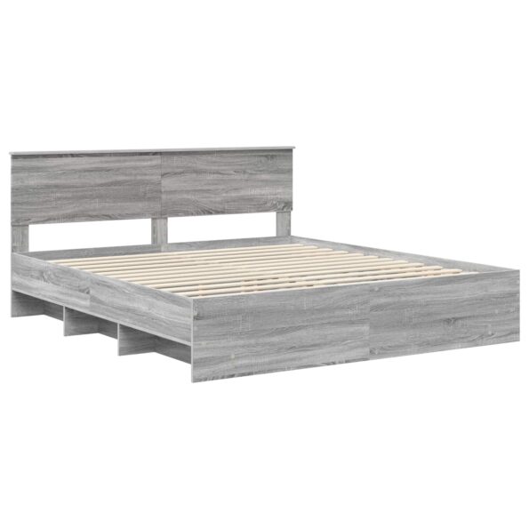 vidaXL Rám postele Sivý Sonoma 200 x 200 cm Kompozitné drevo – Obrázok 4