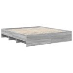 vidaXL Rám postele Sivý Sonoma 200 x 200 cm Kompozitné drevo – Obrázok 5